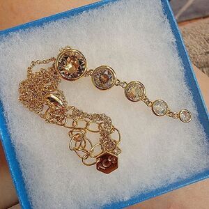 #Touchstone Crystal Golden Splash Pad Pendant Necklace 15" to 18" Discontinued